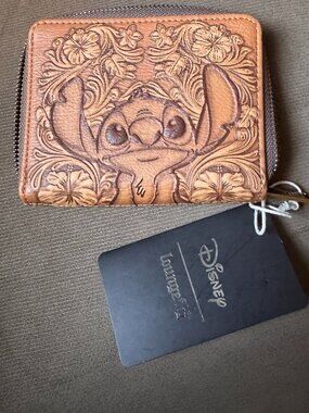 Loungefly Disney Lilo & Stitch Tonal Stitch Carving Small Zip Wallet